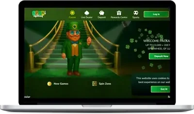 SpinMillion casino lobby on a laptop